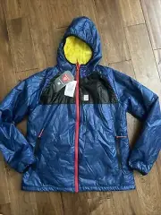 Topo Designs Hooded Insulated Mountain Puffer Jacket Women's Primaloft Blue L
