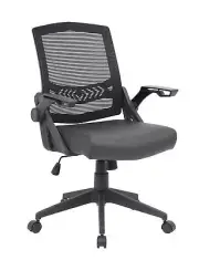 Task Chair with Flip Arms, Black,26.5"D x 24"W x 39.5"H