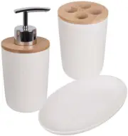 3-In-1 Bathroom Vanity Set, White – Toothbrush Holder, Soap Dispenser & Soap Dis