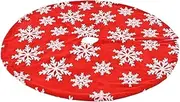 Drincoshow Gray Jacquard Snowflake Tree Skirt Christmas Party New Year Decoration Plush Snowflake Tree Skirt Three Colors (90cm Red)
