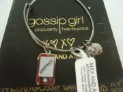 Alex and Ani GOSSIP GIRL CELL PHONE Midnight Silver Bangle New W/Tag Card & Box