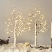 TABLETOP CHRISTMAS TREES WHITE BIRCH TREES LED Lights-SET 2 TREES NEW FREE SHIP!