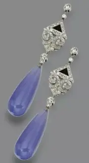 Black Onyx & Chalcedony Teardrop Dangle Earring Women 925 Silver Designer Jewel