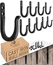 Railroad Spike Cast Iron Hooks (10 Pack) Two Mounting Holes for Greater Strength - Handmade Blacksmith, Wall Mounted, Farmhouse Decor Cast Iron Wall Hooks, Vintage Hooks for Hanging (3.75 inches tall)