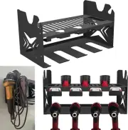 Power Tool Organizer Wall Mount Garage 4 Drill Storage Shelf Screwdriver Black