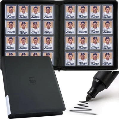 Premium 16 Pocket Toploader Binder for 3" x 4" Trading & Sports Cards - Black
