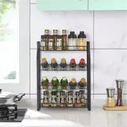 4 Tier Kitchen Seasoning Storage Rack Counter Organizer Spice Rack Shelf, Black