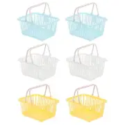 6PCS Mini Shopping Baskets with Handles Small Tiny Baskets, Blue White Yellow