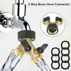 2 Way Brass Tap Adaptor Y Splitter Washing Machine Garden Hose Connector~.