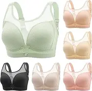 [Generic] Woman Bras Lace Back Button Shaping Cup Adjustable Shoulder Strap Large Size Underwire Bra Bras Pack for Women