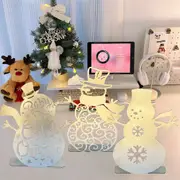 3Pcs Set Silvery Metal Christmas Snowman Home Interior Living Room Craft Ornaments Christmas Decor
