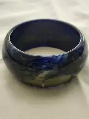 Vintage Women's Lucite Blue/Gold Swirl Thick Summer Bangle Bracelet 11