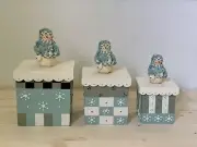 Heather Hykes Christmas Snowmen 3-Piece Resin Storage Boxes