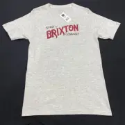 NWT Brixton Supply Company Garver T Shirt S Tailored Fit Gray Oatmeal Skate Mens