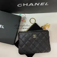 在飛比找Yahoo!奇摩拍賣優惠-直購#Chanel 香奈兒 菱格 雙C 拉鏈零錢包 信用卡包
