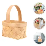 Wood Chip Woven Basket Baby Child Mini Wicker Picnic Dollhouse Flowers Girl