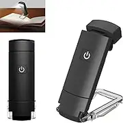 Reelau Clip-on Book Light USB Rechargable, Eye Protection LED Reading Light 3 Colours 4 Brightness, Sturdy Clip, Swivel Head for Angle, Long-Lasting Battery Compact Size, Lightweight for Travel/Home