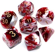 DND Dice Set - 5 Complete Double-Colors Dice Sets of D4 D6 D8 D10 D% D12 D20 Compatible with Dungeons and Dragons DND RPG MTG Table Games (Red)
