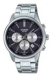 Casio Chronograph Stainless Steel Grey Dial Analog MTP-E515D-1AV 50M Mens Watch