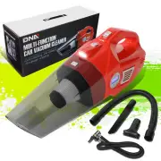 2-In-1 Handheld Corded Car Vacuum Cleaner Air Compressor Pump with LED Light Red