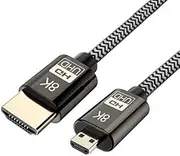 Cablecc Micro HDMI to HDMI 2.1 Ultra-HD UHD 8K 60hz 4K 120hz Cable 48Gbs HDMI Cord for Camera Tablet 1.5M
