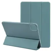 For iPad Pro 11-inch (M4) Case, Tri Foldable PU Leather Flip Cover,Dark Green