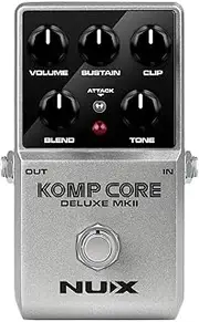 NUX | Komp Core Deluxe MKII Compressor Pedal – Analogue Guitar Compression with Sustain, Clip & Blend Controls – True Bypass, Attack Switch, Compact FX for Electric Guitar, Blues, Rock, Country