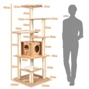 Stylish 6-Level Cat Tree with Sisal Columns & Cushioned Platforms, 1.76m Tall
