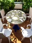 18" Unique Round White Agate stone Coffee Table Handcrafted Home Garden Deco Top