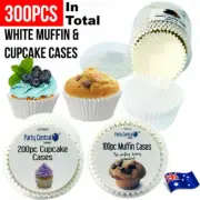 300PCS MUFFIN & CUPCAKES CASES MEDIUM CAFE STYLE WHITE TULIP LINERS PAPER AU