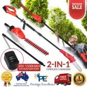Giantz 20V 2 IN 1 Lithium Pole Chainsaw Hedge Trimmer Battery Electric Cordless
