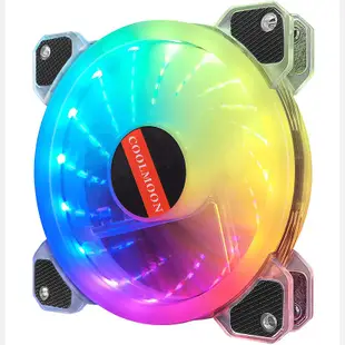 【優惠套餐-送控制器】5pcs電腦風扇 Coolmoon酷月RGB機殼風扇 台式機箱風扇12cm靜音幻彩電腦散熱風扇