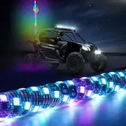 3FT Multicolor Spiral LED Light Whip for Off-Road Vehicles, ATV, UTV, RZR, and Trucks
