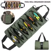Canvas Tool Roll Up Bag Wrench Tool Roll Up Pouch with 6 Zipper Pockets '