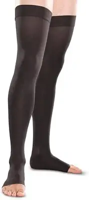Therafirm Open-Toe Thigh Highs 20-30mmhg (Black) Large