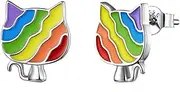 [Generic] Earrings for Girls Rainbow Enamel Stud Earrings for Women Earrings with Animals Fish cat and Dog Fashion Jewelry