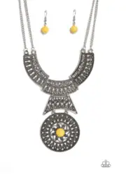 Paparazzi fetching filagree yellow necklace