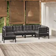 6 Piece Garden Lounge Set with Cushions Black Pinewood vidaXL