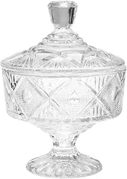 Amosfun 1pc Tall Candy Bowl Cookie Containers Sweet Bowl Home Accents Decor Footed Trifle Bowl Tea Container Candy Jars with Lids Cookie Decorating Taster Crystal Dish Glass Mini