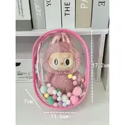 Transparent PVC Figure Display Pouch / Pom Pom / Set (Various Designs) Keychain & Ball - Dark Pink - L