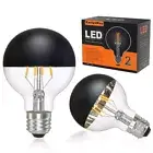 Half Chrome Light Bulb Dimmable 6W (Equivalent 60 Watt) LED Edison Bulb G25/ ...