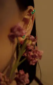 [KATKIM] 18k Yellow Gold Emerald Allora Single Ear Pin