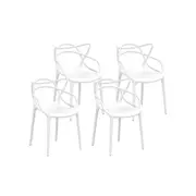 4PC Outdoor Dining Chairs PP Portable Stackable Chair Patio Furniture White