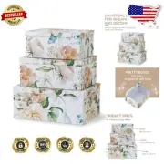 Stunning Floral Designed Nesting Storage Bins - Decorative Keepsake Box Set of 3