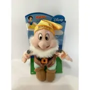 Walt Disney HAPPY Snow White Seven Dwarfs Stuffed Plush NEW