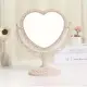 【幸福揚邑】歐式麥稈化妝鏡旋轉放大雙面桌鏡-心形米
