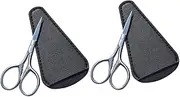Beard Scissors Set 2-piece Stainless Steel Mustache and Eyebrow Trimming Scissors with Protective Case