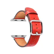 Classic Square Buckle Leather Watch Strap for Apple Watch Series Pin Buckle Strap-Red-38/40mm