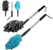 EASACE Back Scrubber for Shower Loofah with Long Handle, Adjustable Head with 1 Replacement Soft Loofa,Scrubber Sponge and Brush for Body,23″Loofah on a Stick for Men Women Bathing Accessories