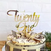 Acrylic Gold Mirror 'Twenty One' Cake Topper